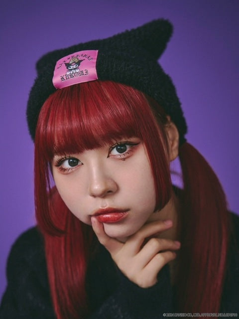 【GALFY×KUROMI】ふわふわ猫耳ニットCAP / 【ガルフィー×クロミ】ファー猫耳ニット帽子