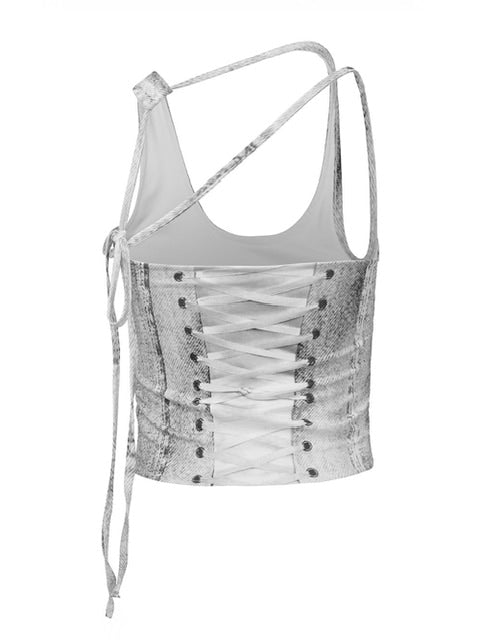 【NACHE】RACE UP PRINTED SLEEVELESS