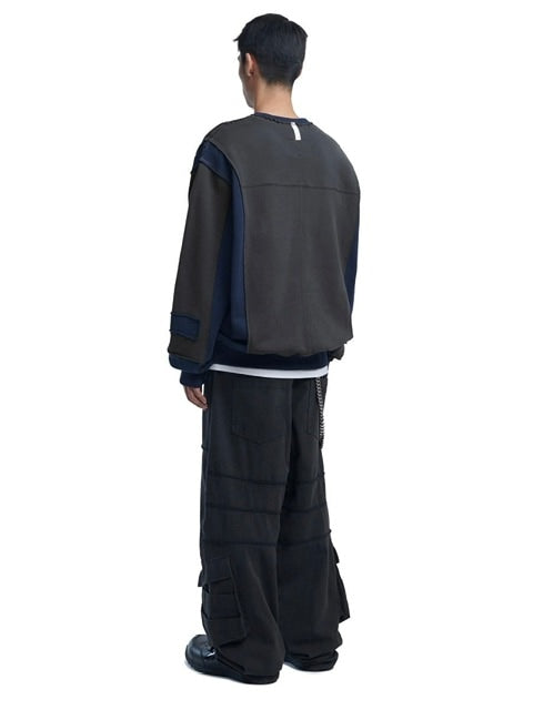 【NOMANUAL】RAW EDGE C.B SWEATSHIRTS / 【ノーマニュアル】ロゴプリント長袖スウェットシャツ