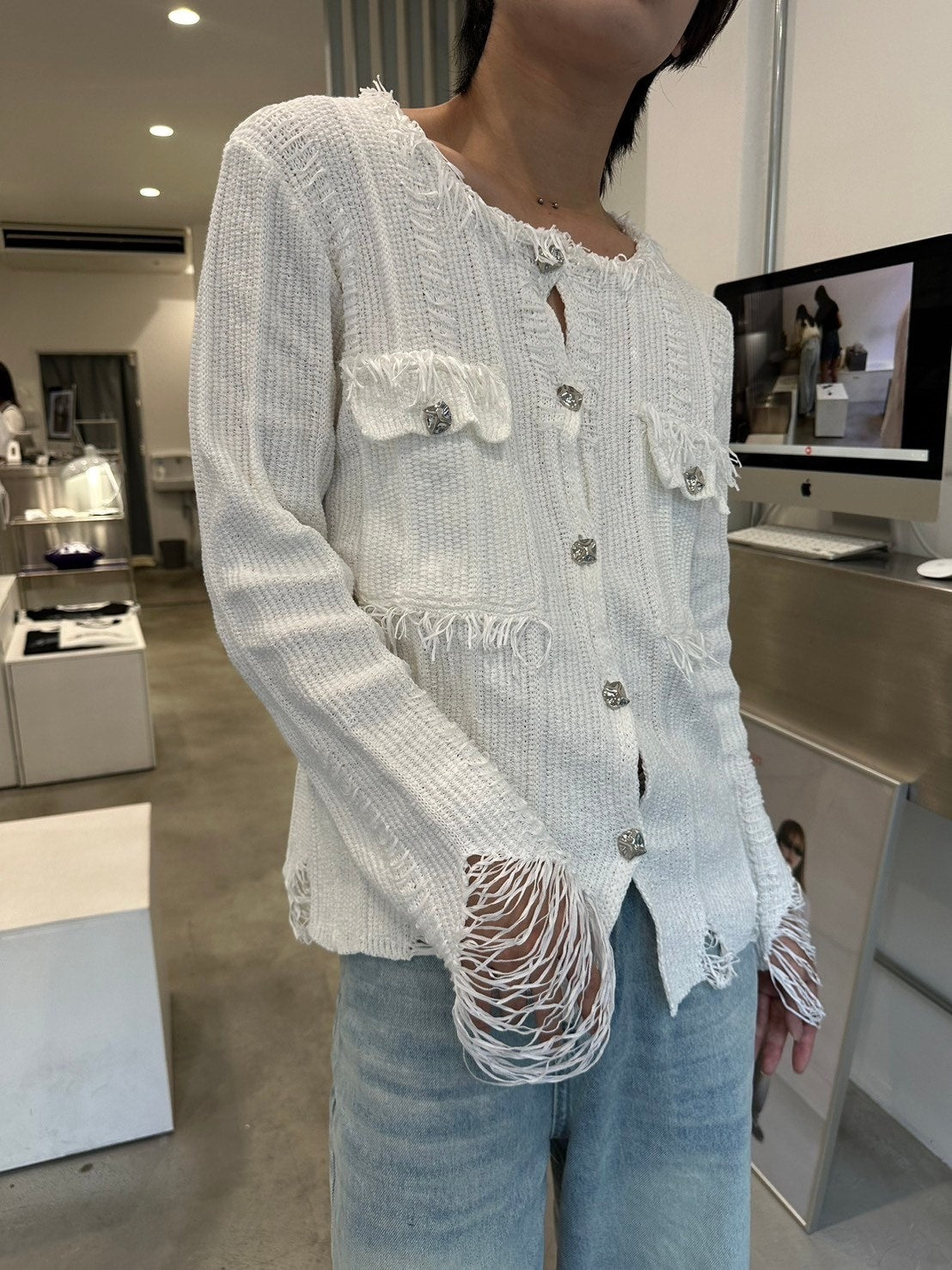 国際配送【LUV CODE】damage tweed jacket