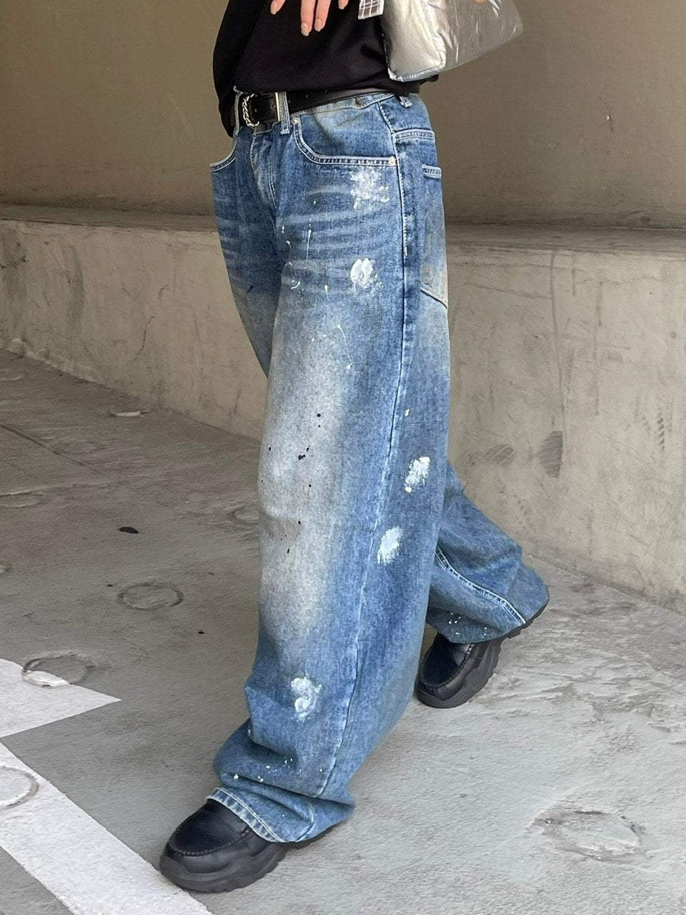 受注制【Chikashitsu +】painted buggy denim pants / 【チカシツプラス】ペイントバギーパンツデニムパンツ