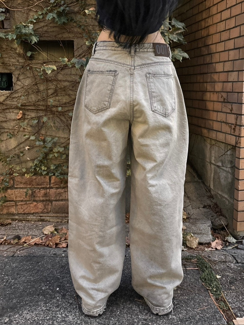 受注制【oaks】wash wide denim pants