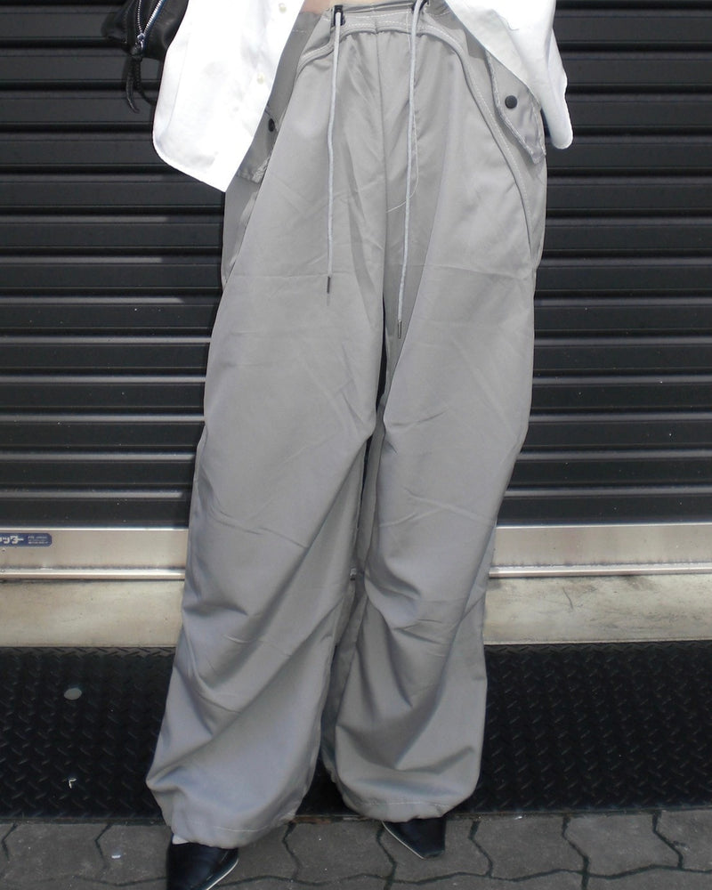 受注制【oaks】tuck design nylon wide pants (2color)