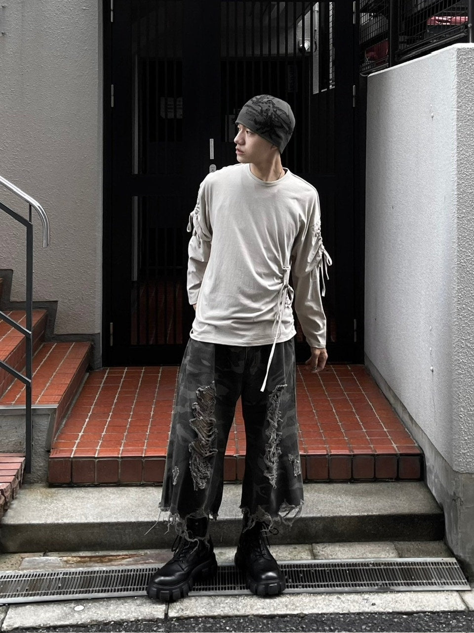 受注制【oaks】oversized shirring layered long sleeve (3color)