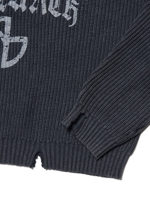 【NOMANUAL】OVERDYED TRIBAL KNIT SWEATER / 【ノーマニュアル】オーバーダイトライバルニット長袖セーター