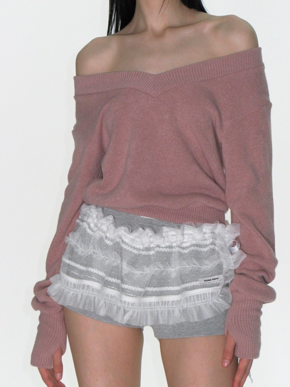 【CRANK】RIBBON WARMER V-NECK KNITWEAR