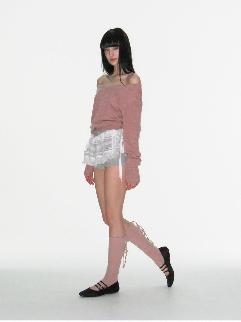 【CRANK】KNIT RIBBON LEG WARMERS