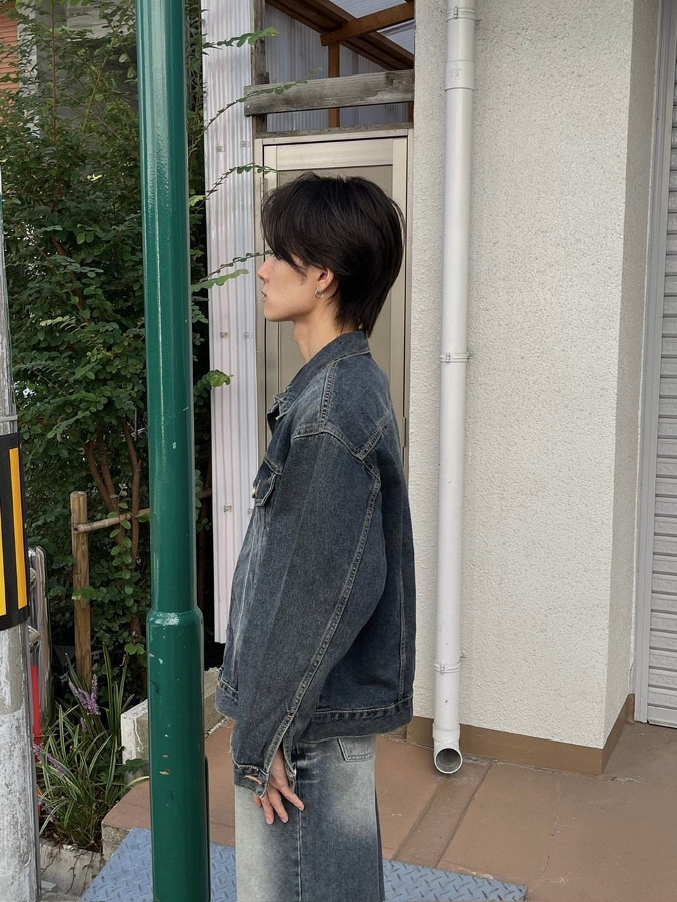 受注制【Chikashitsu +】vintage wash denim jacket 2 (2color)