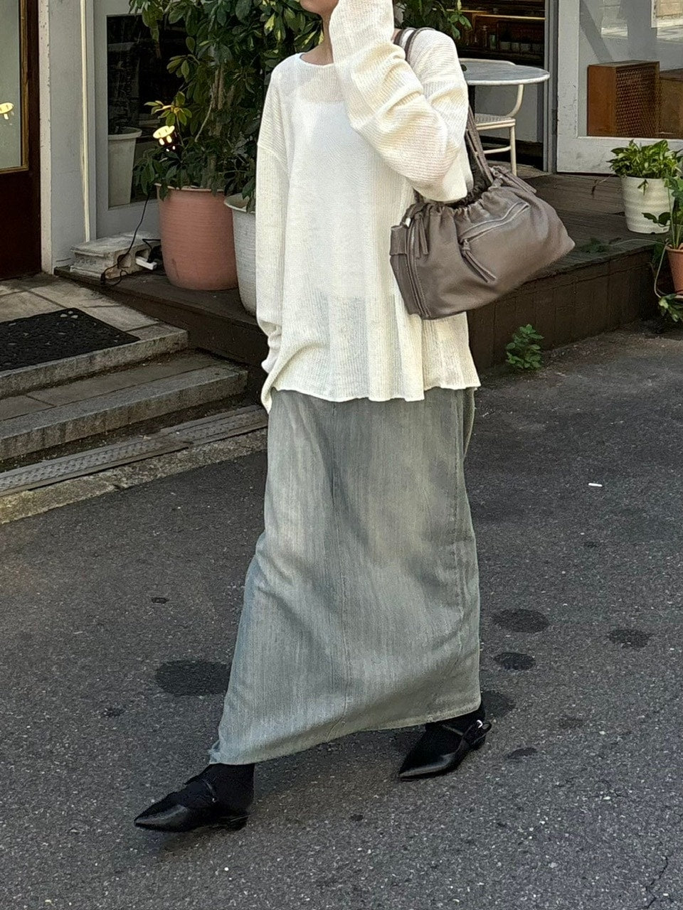 受注制【Chikashitsu +】wide neck light knit (4color)