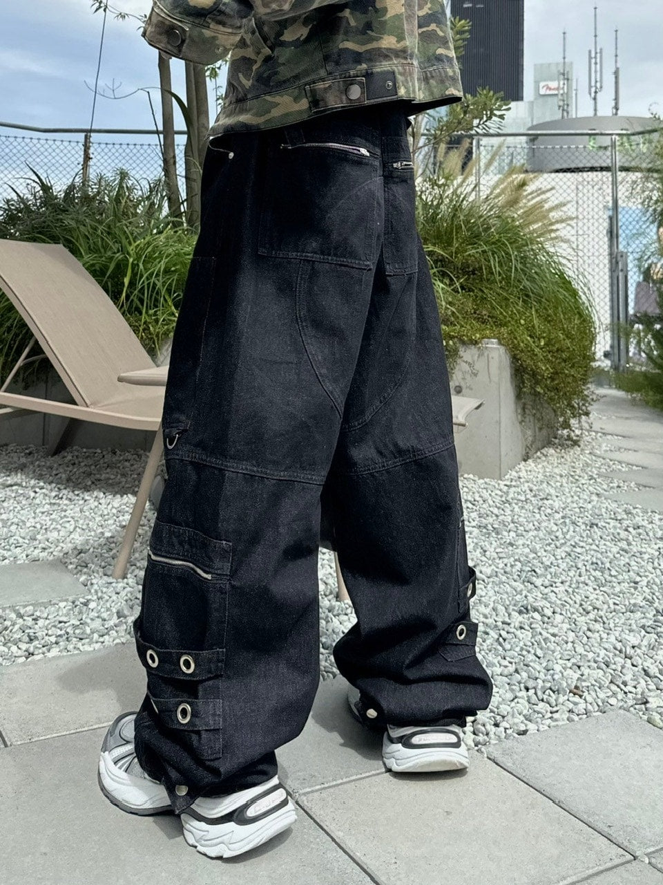 受注制【Chikashitsu +】steel ring denim cargo pants