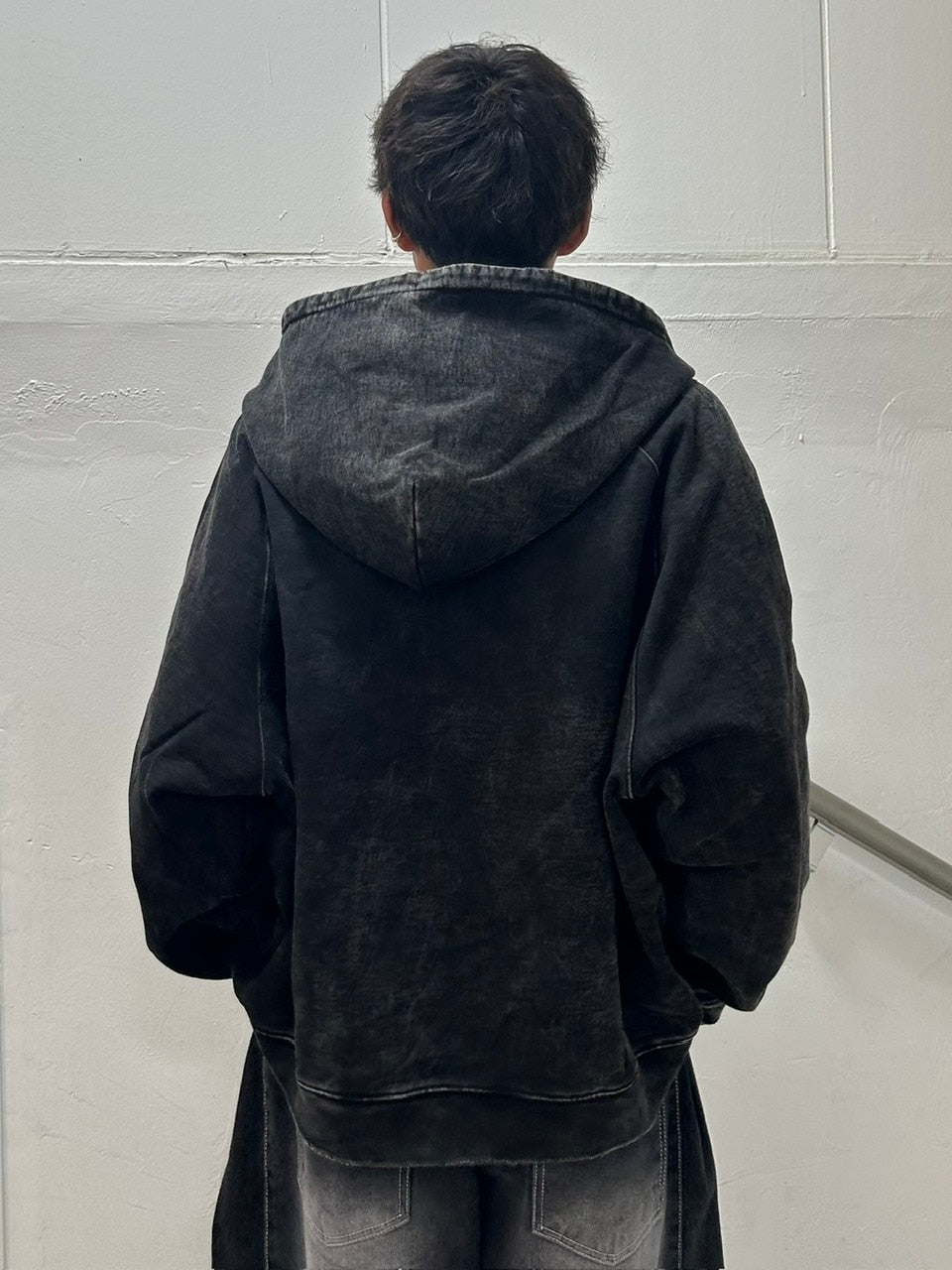 受注制【Chikashitsu +】set up pigment damage zip up hoodie