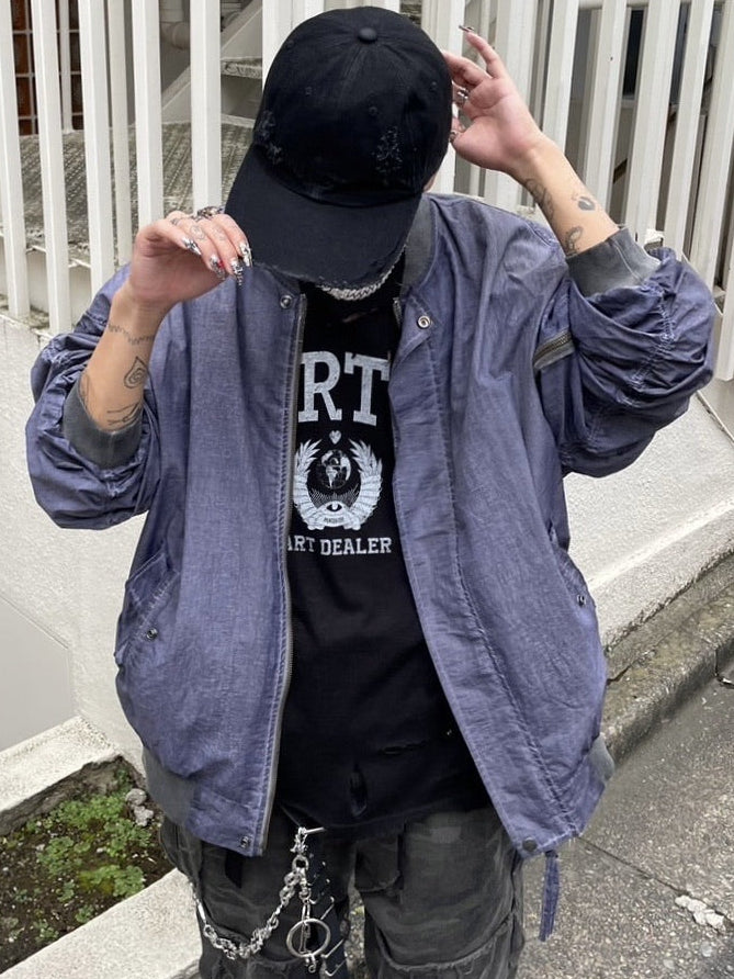 受注制【Never mind the XU】washed shirring blouson