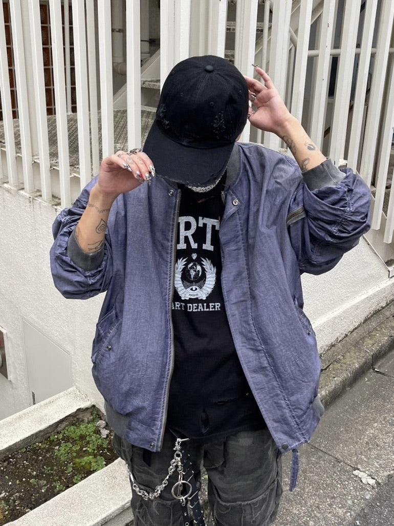 受注制【Never mind the XU】washed shirring blouson
