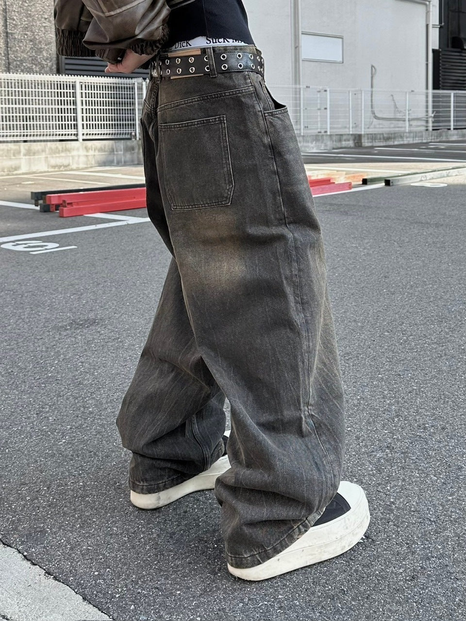 大阪店WEB限定受注制【Chikashitsu +】vintage wash wide denim pants (brown)