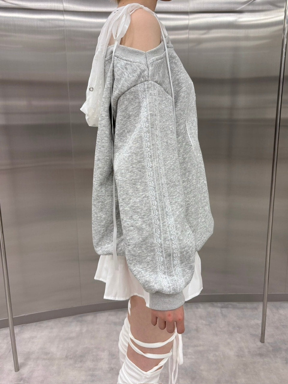【nmtc +】lace design number sweat onepiece (3color)