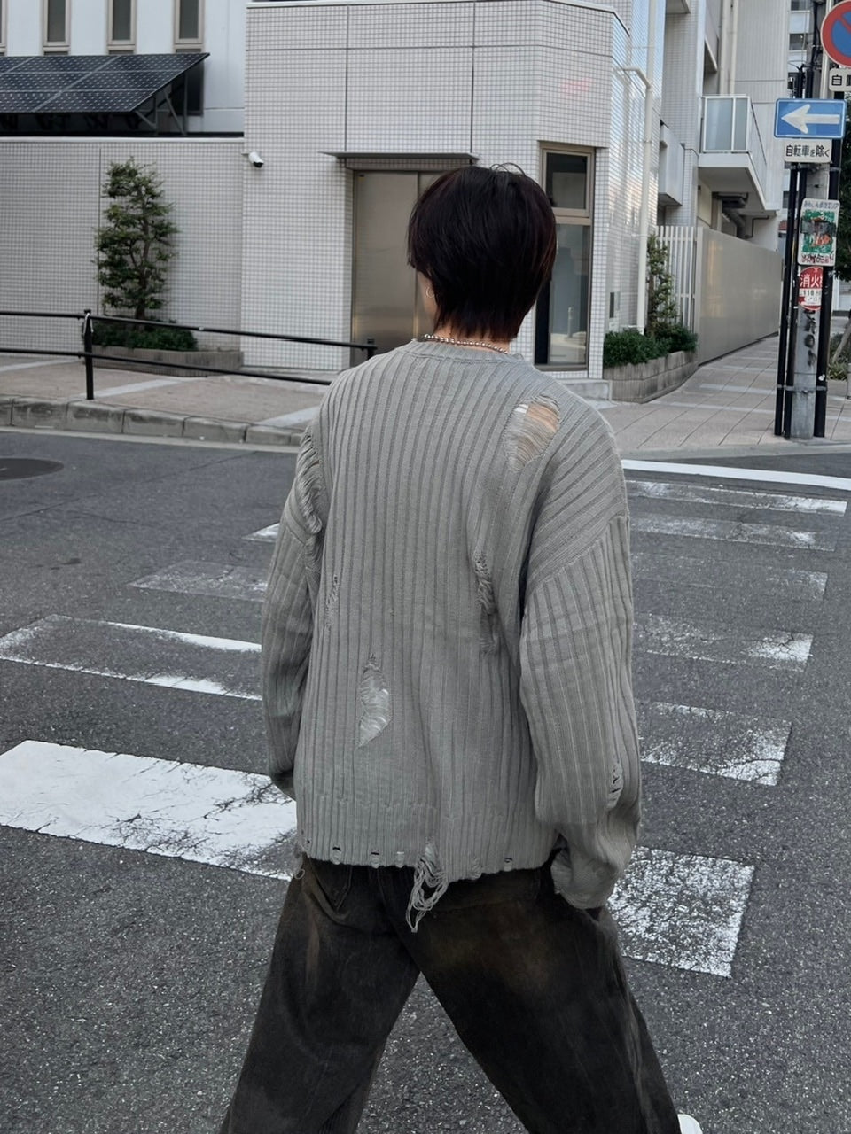 大阪店WEB限定【Chikashitsu +】overfit damage knit (3color)