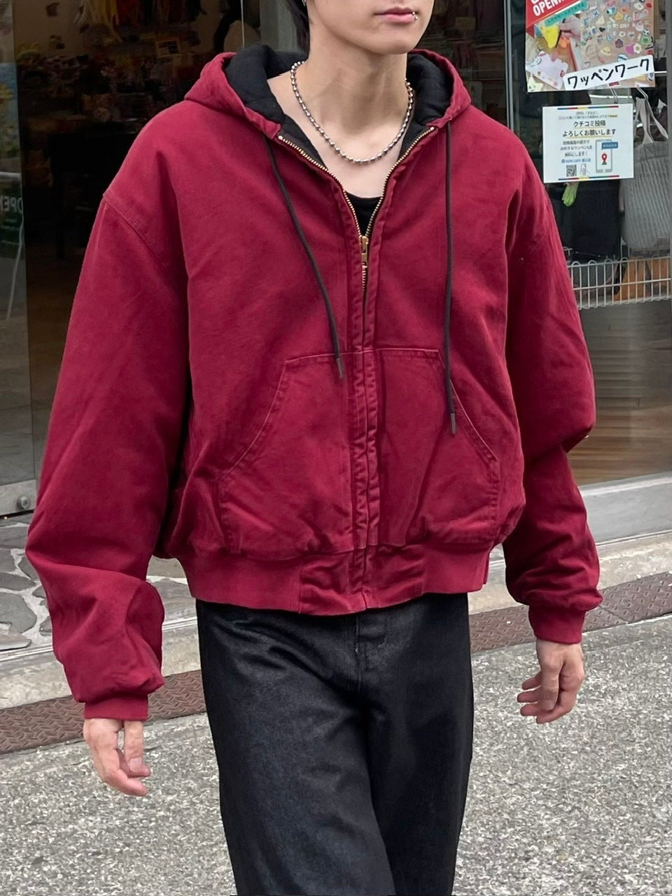 受注制【Chikashitsu +】cropped hooded work blouson (2color) / 【チカシツプラス】クロップドフードジップアップパーカーワーク長袖ブルゾン