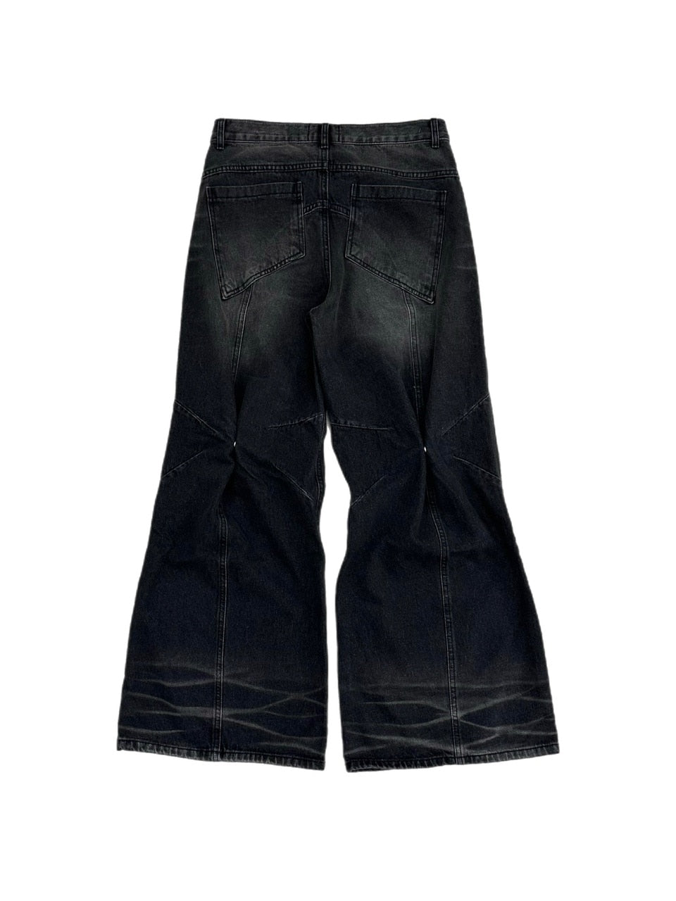 大阪店WEB限定受注制【Chikashitsu +】back snap wide flare denim pants (2color)