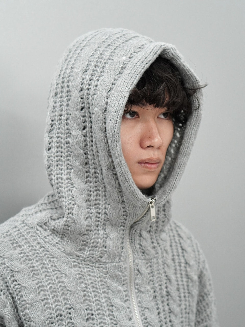 東京店WEB限定受注制【Chikashitsu +】balaclava half zip knit hoodie (3color)
