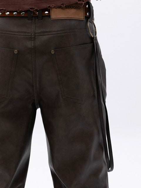 【ESC STUDIO】rockstern leather bootcut pants