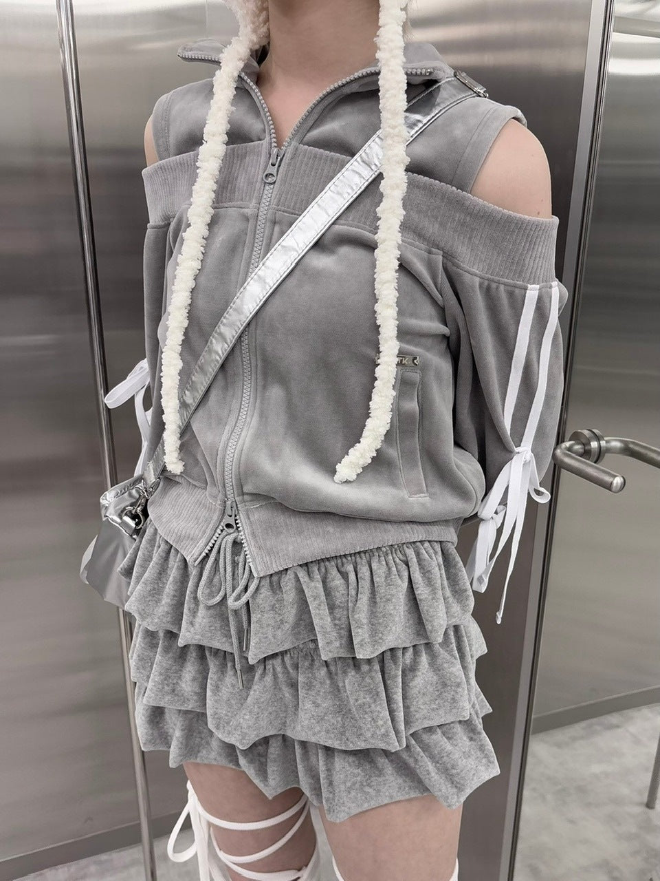 受注制【nmtc +】velours frill skirt (4color)