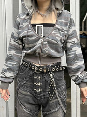 受注制【Never mind the XU】camouflage crop hoodie (2color)