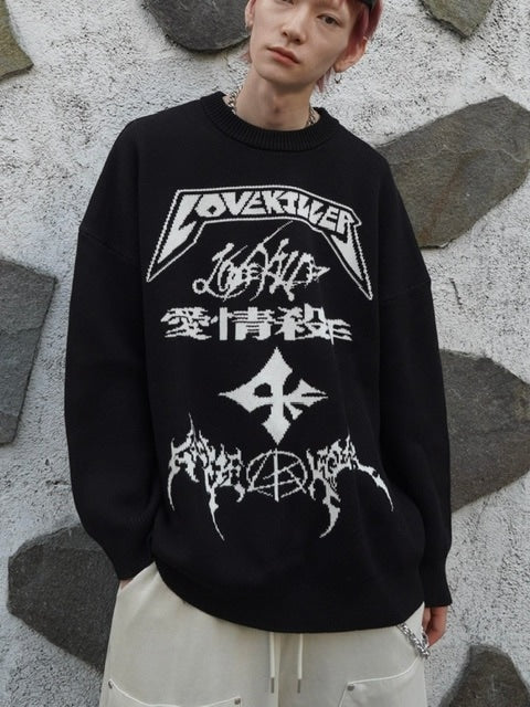 【LOVE KILLER】Total logo oversize knit