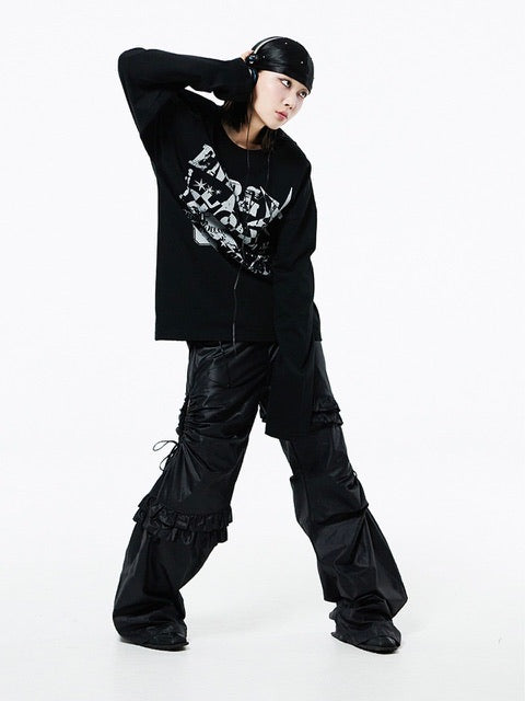 【HOLY NUMBER 7】Oversized Dynamic 07 Star Graphic Long Sleeve T-Shirt