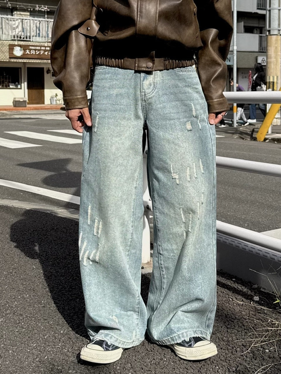国際配送【RENOL】damage denim wide pants