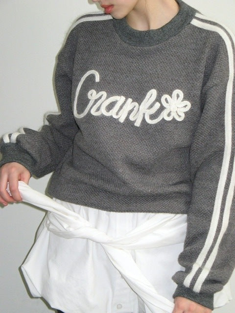 【CRANK】ANGORA LINE FLOWER KNITWNAR / 【クランク】アンゴララインフラワーロゴ長袖ニット