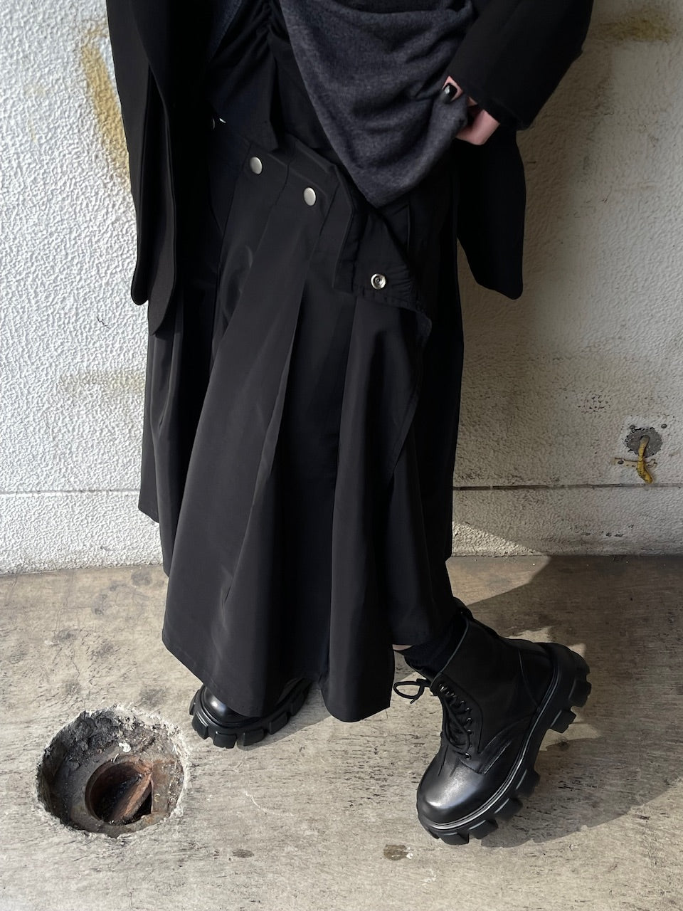 受注制【oaks】studs design pleats midi skirt