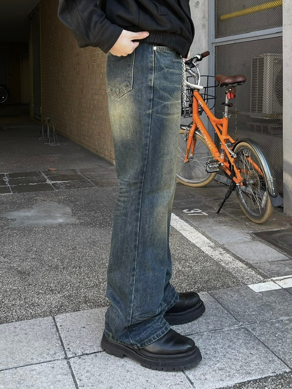 受注制【Chikashitsu +】phantom flare denim pants (2color) / 【チカシツプラス】フレアデニムパンツ
