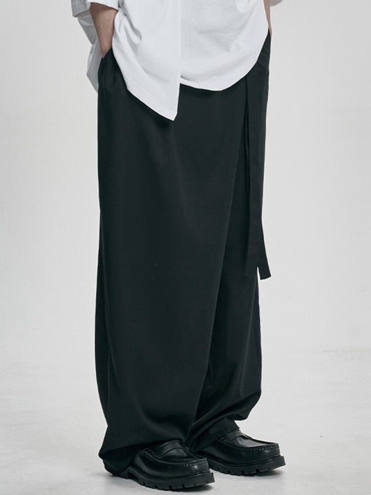 【AJOBYAJO】Wool Blend Asymmetrical Long Skirt Pants