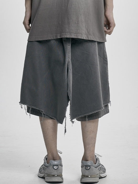 【AJOBYAJO】Washed Layered Skirt Shorts