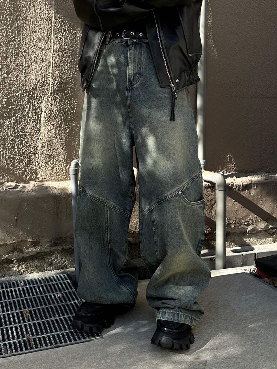 大阪店WEB限定【Chikashitsu +】double pocket wide denim pants (2color)