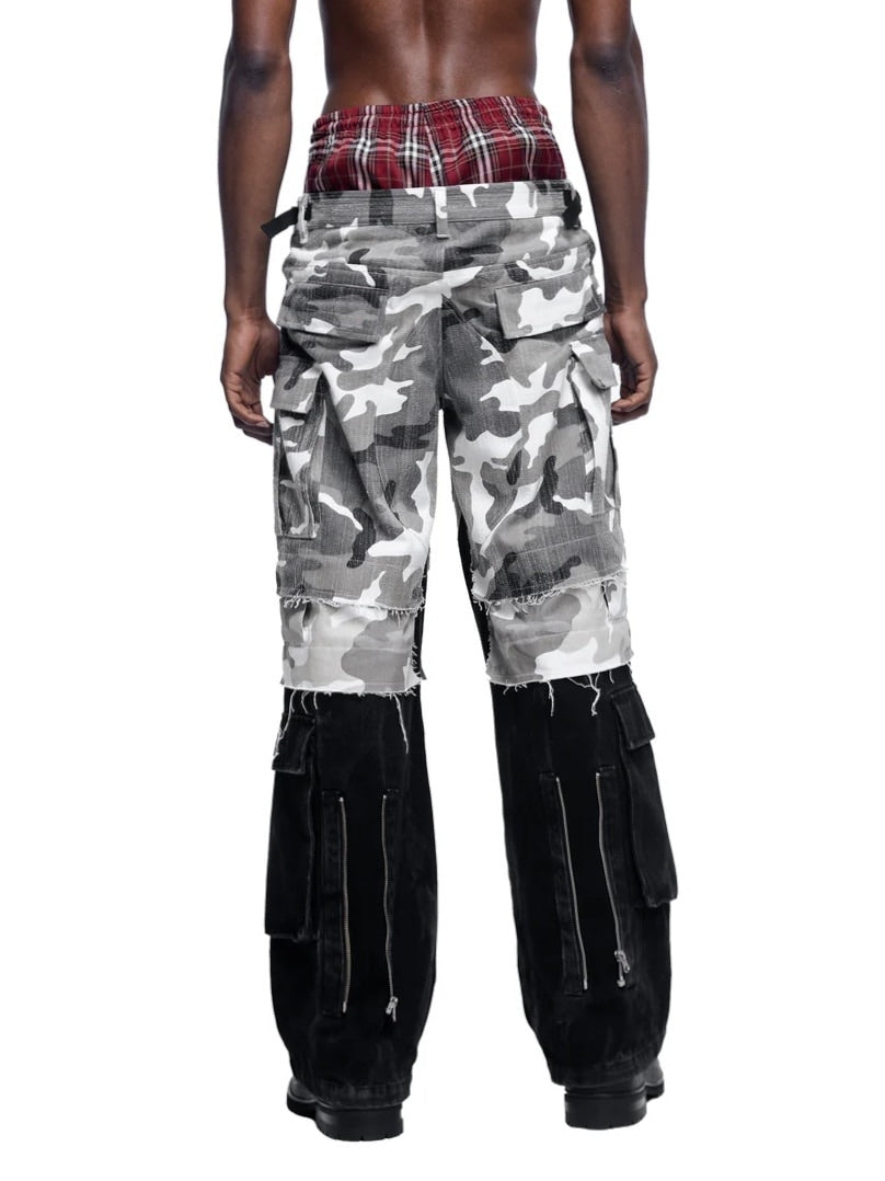 【The Boy Has No Patience】Prince Of Darkness Camouflage Stitching Four-In-One Overalls