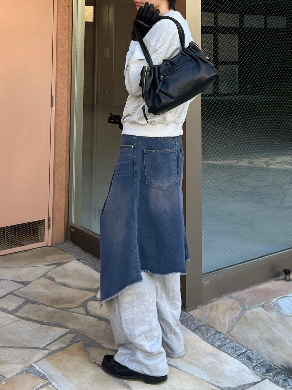 受注制【Chikashitsu +】wrapping design denim skirt (2color)