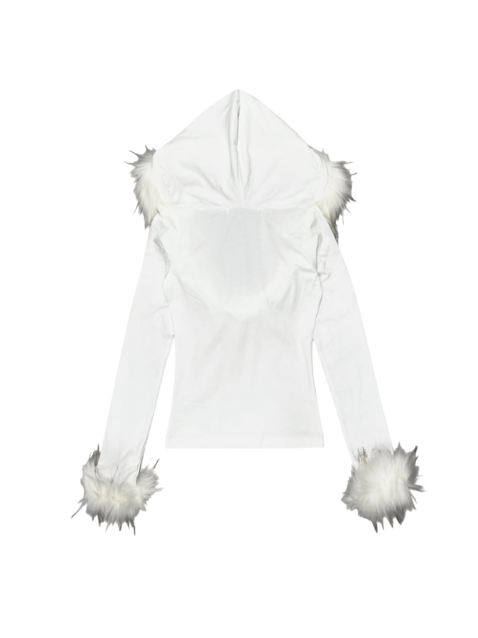 受注制【Never mind the XU】v neck crop fur hoodie (2color)