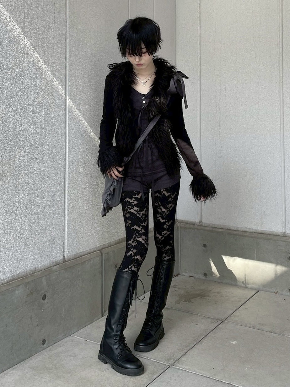 受注制【nmtc +】fur cardigan (4color) / 【エヌエムティーシープラス】ファー長袖カーディガン