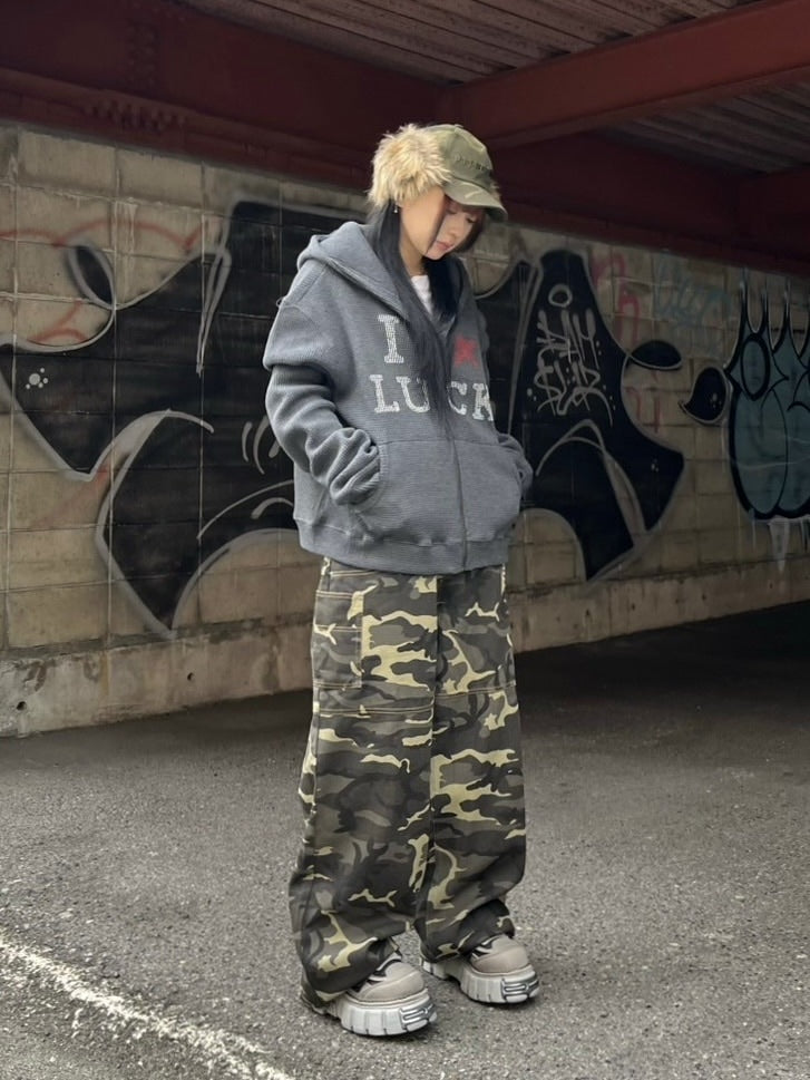 受注制【Never mind the XU】camouflage fur cap