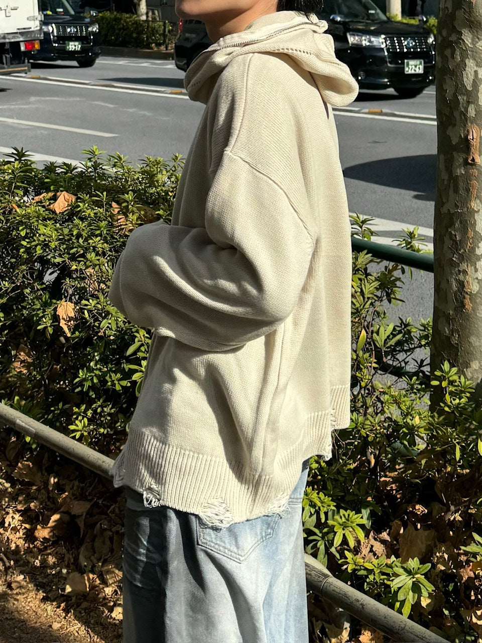 大阪店WEB限定受注制【Chikashitsu +】full zip up knit hoodie (3color)