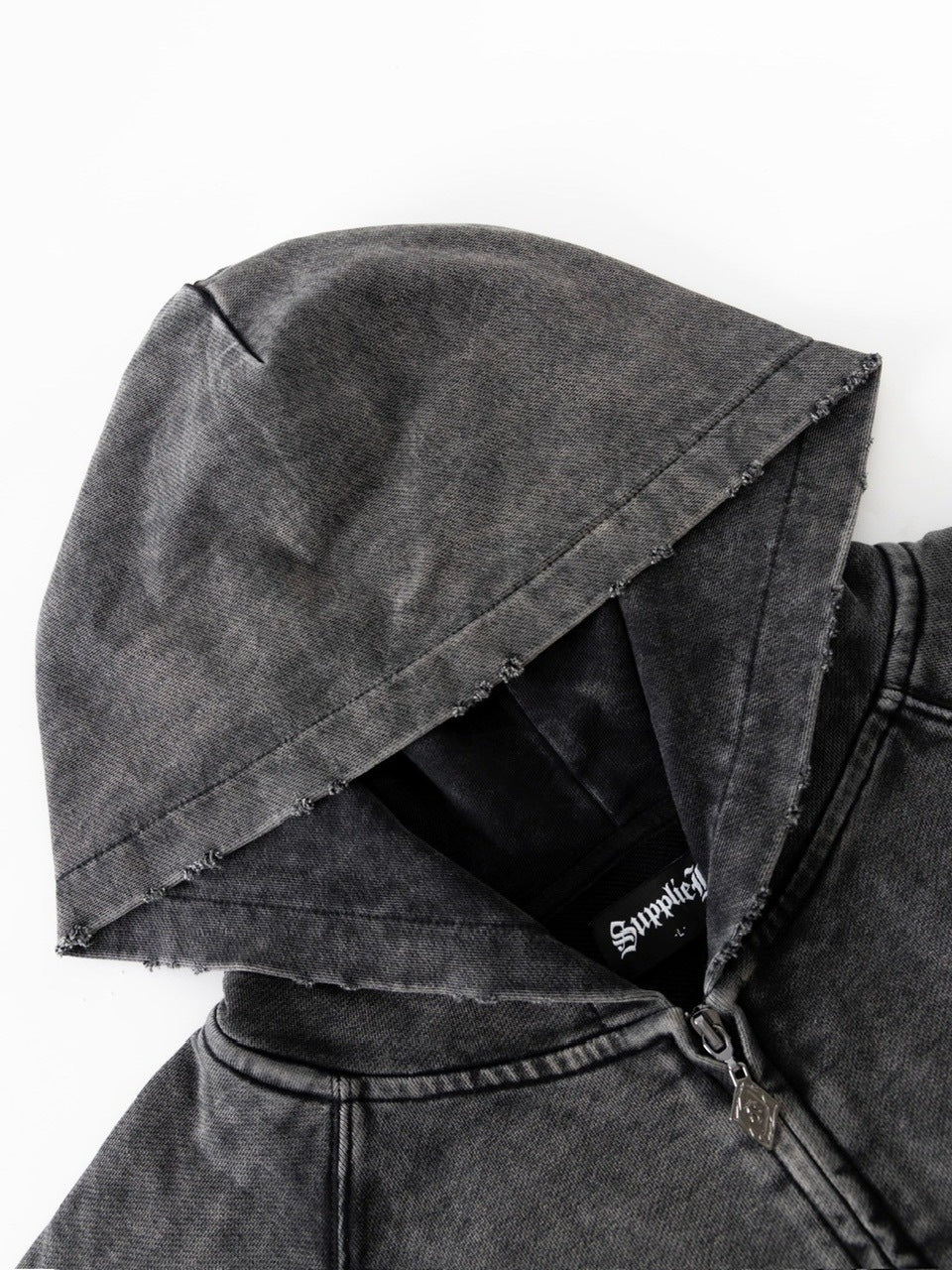 【SUPPLIER】Fire Bones Layered Sleeve Zip Hoodie