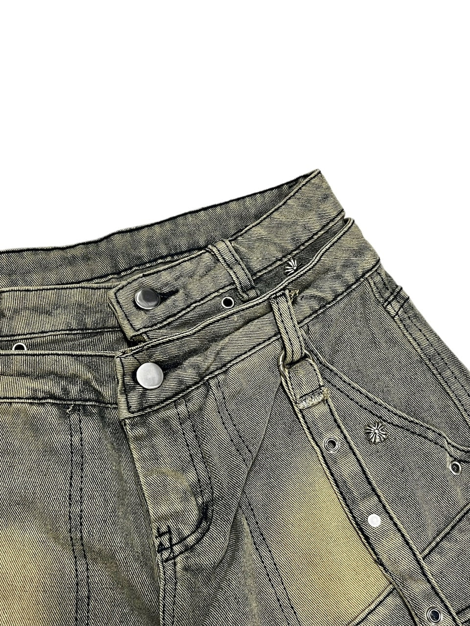 受注制【Never mind the XU】layered denim pants / 【エックスユー ドッグ】レイヤードデニムパンツ