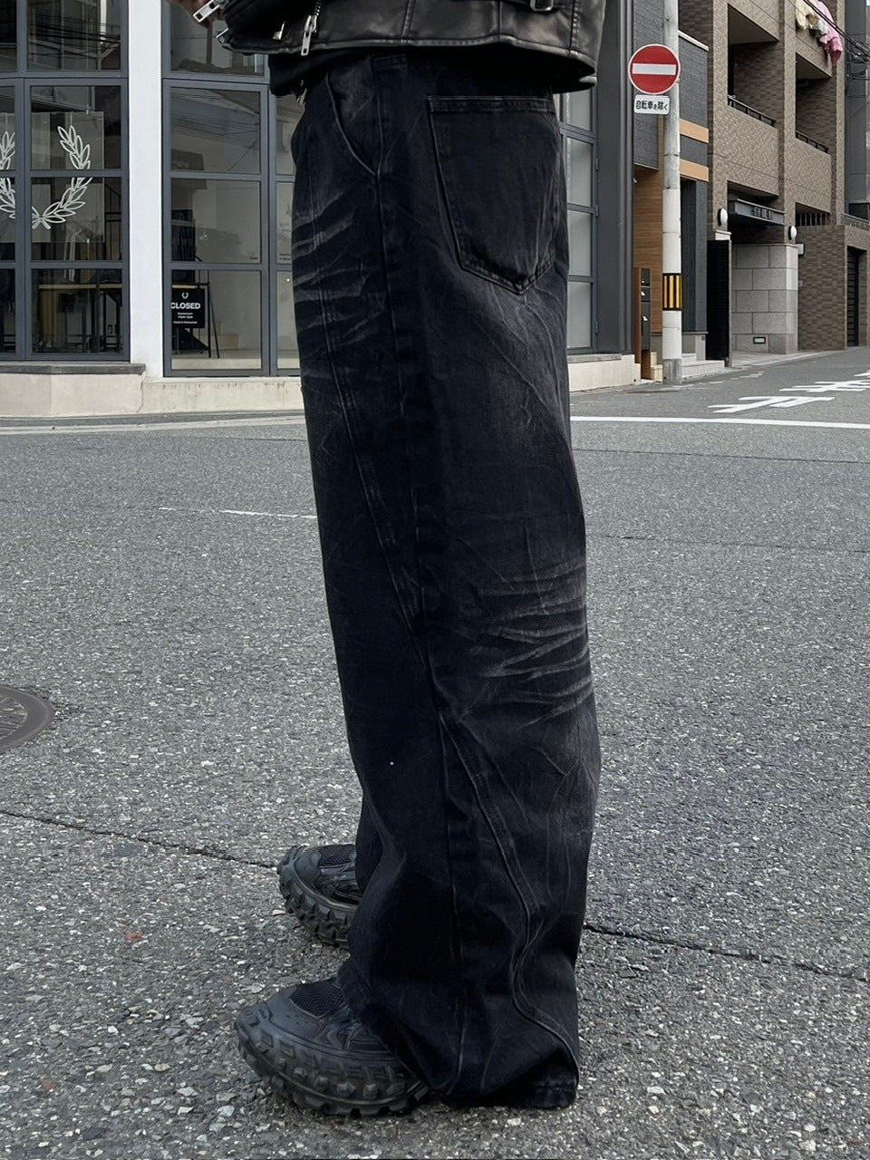 受注制【Chikashitsu +】curve stitch wide denim pants / 【チカシツプラス】カーブステッチワイドデニムパンツ