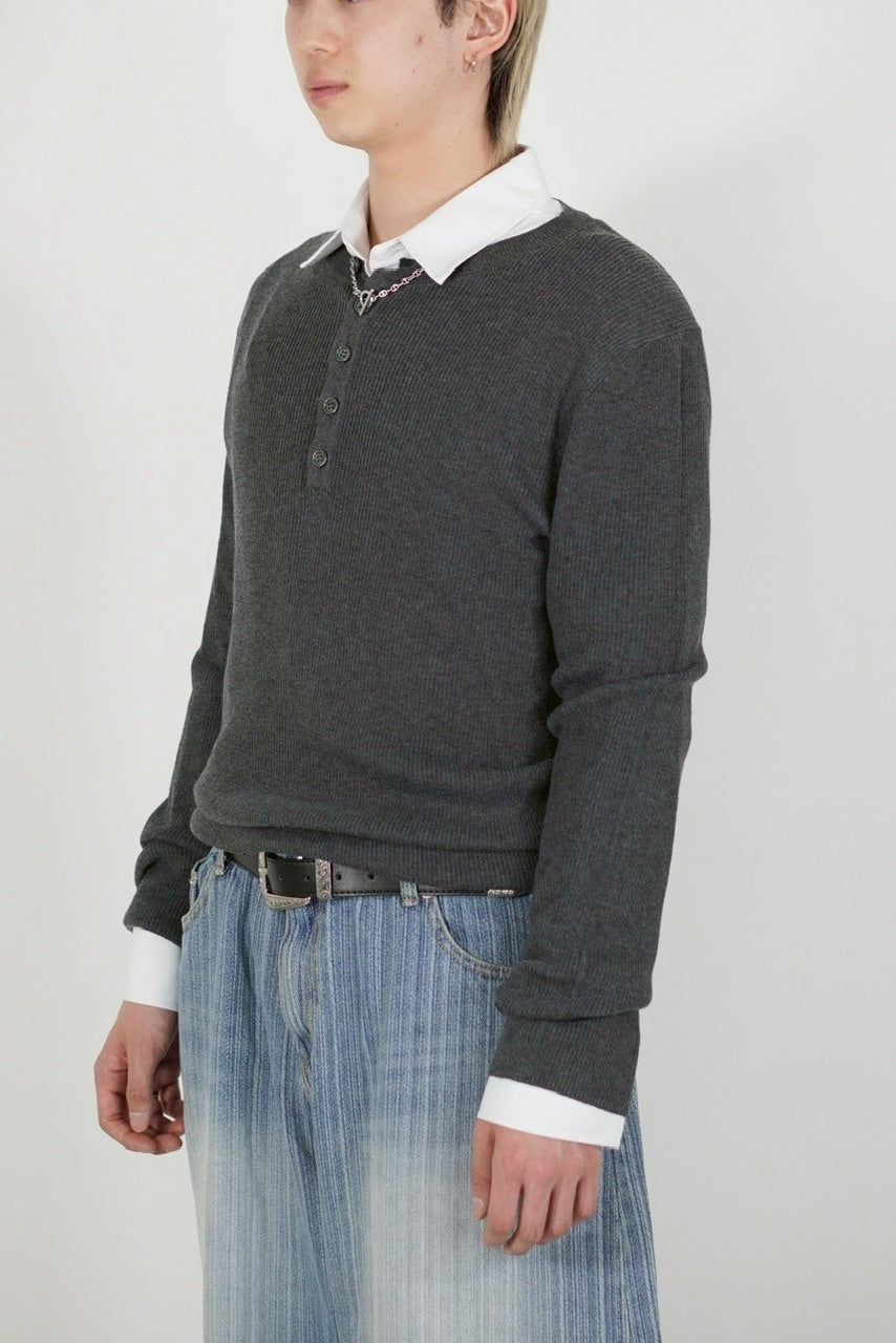 【Chikashitsu +】henry neck long sleeve knit (4color)