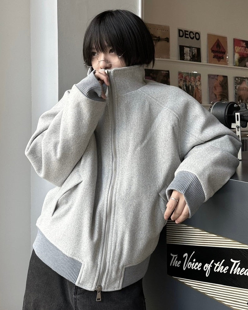 国際配送【LUV CODE】high neck zip up sweat jacket (2color)