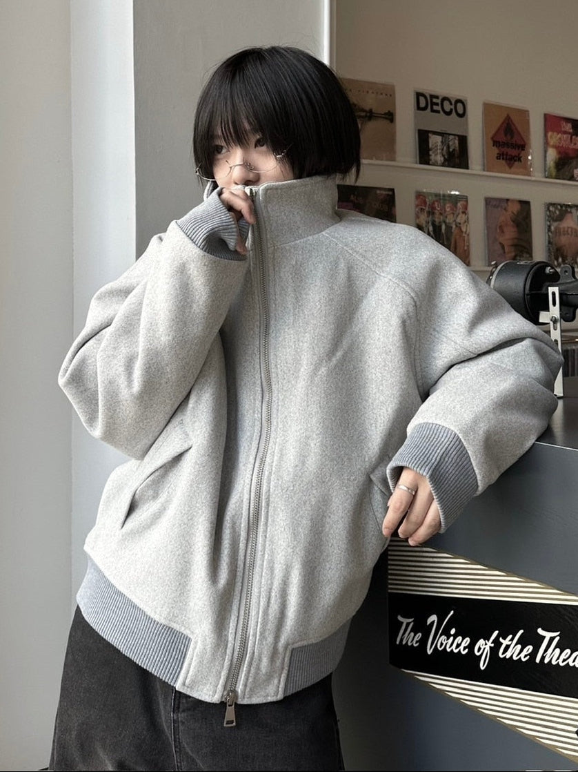 国際配送【LUV CODE】high neck zip up sweat jacket (2color)