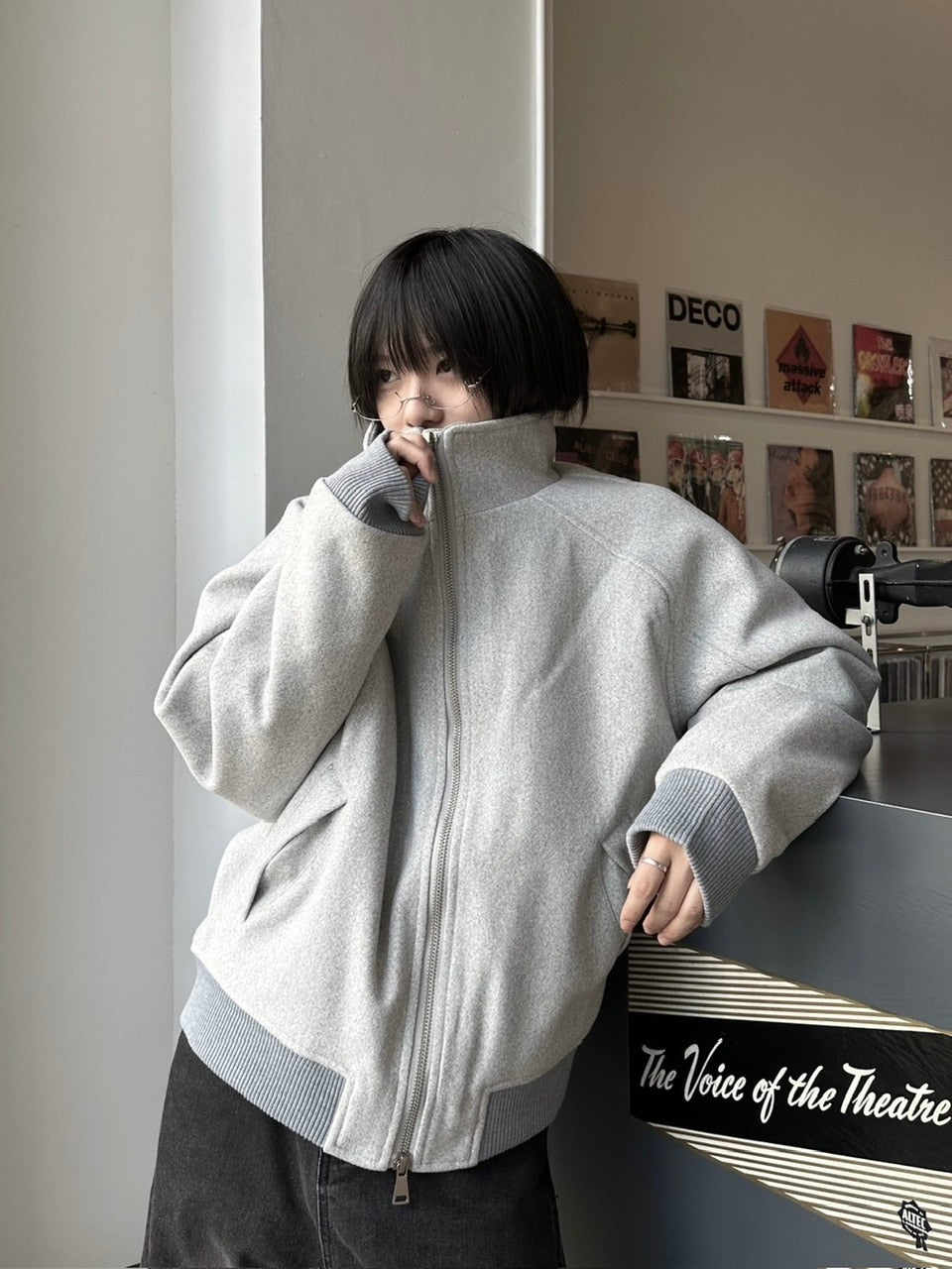 国際配送【LUV CODE】high neck zip up sweat jacket (2color)