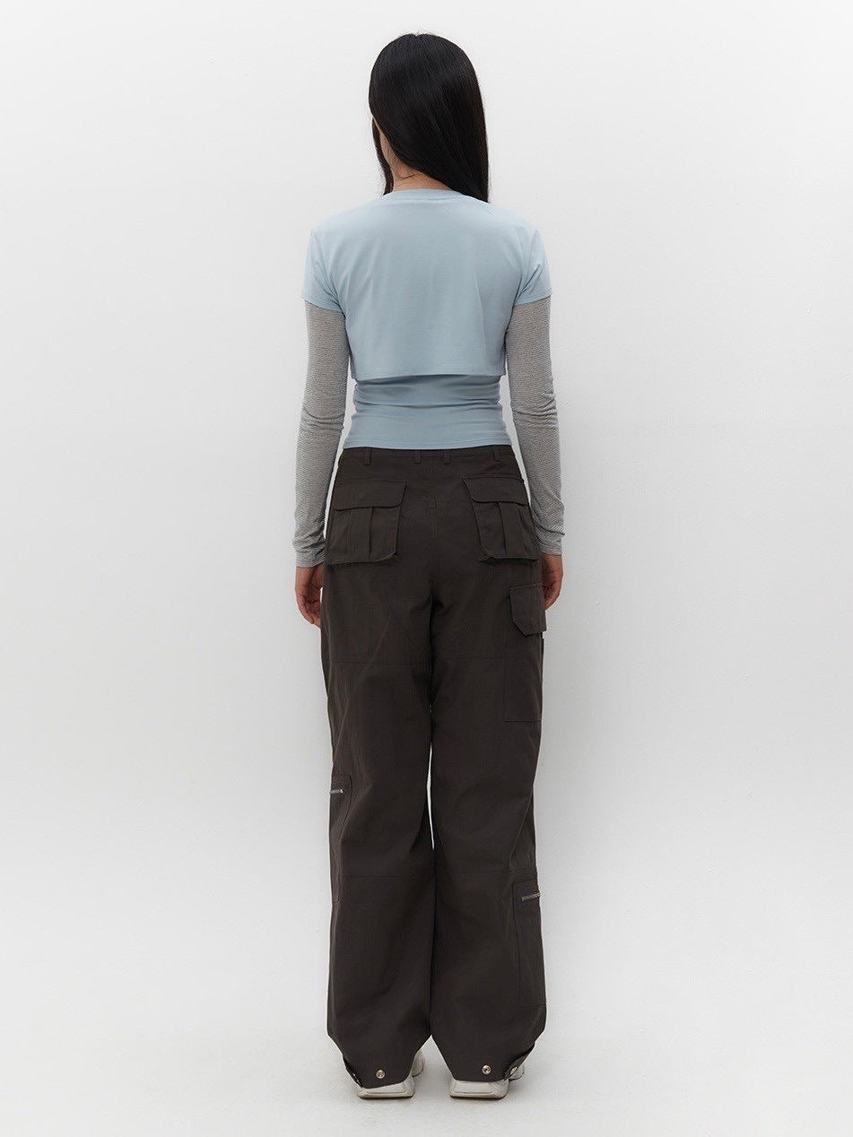 【TUOMIO】STRIPE LAYERED STRAPPY TOP