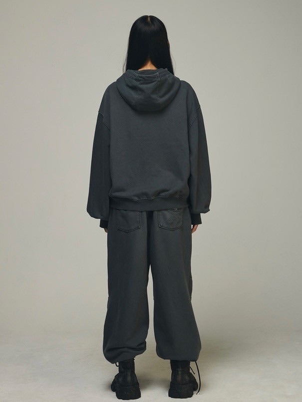 【BLR BLUER】Dyed Circle Logo Over-fit Armor Sweat Pants